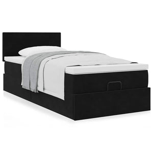 Οθωμανικό κρεβάτι με στρώμα Μαύρο 90x200cm Velvet - Pakobazaar