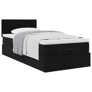 Οθωμανικό κρεβάτι με στρώμα Μαύρο 90x200cm Velvet - Pakobazaar