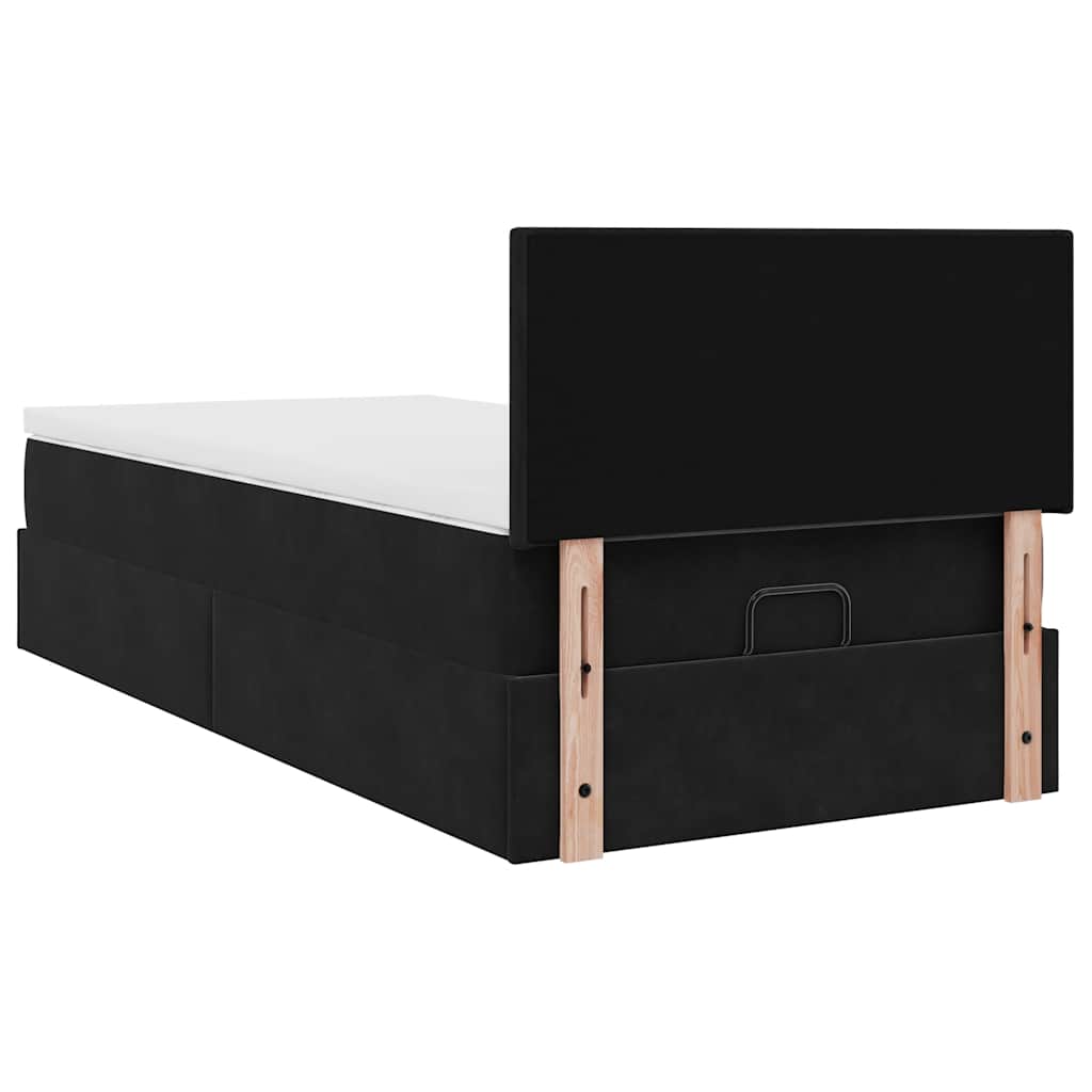 Οθωμανικό κρεβάτι με στρώμα Μαύρο 90x200cm Velvet - Pakobazaar