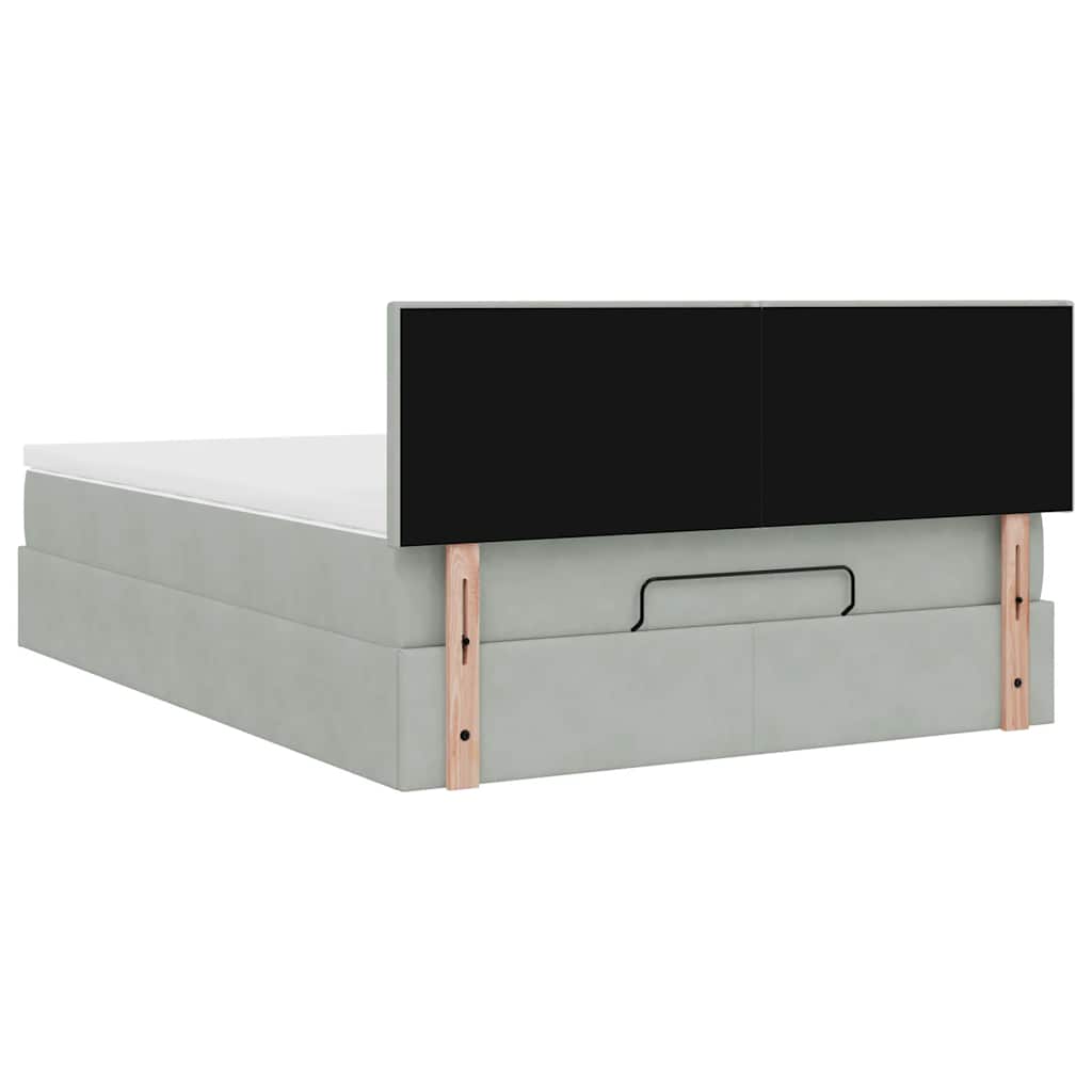 Οθωμανικό κρεβάτι με στρώμα ανοιχτό γκρι 140x190 cm Βελούδο - Pakobazaar