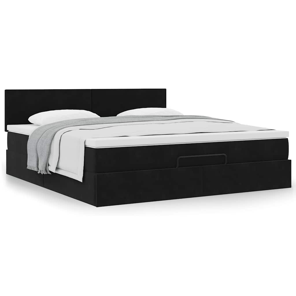 Οθωμανικό κρεβάτι με στρώμα Μαύρο 160x200cm Velvet - Pakobazaar