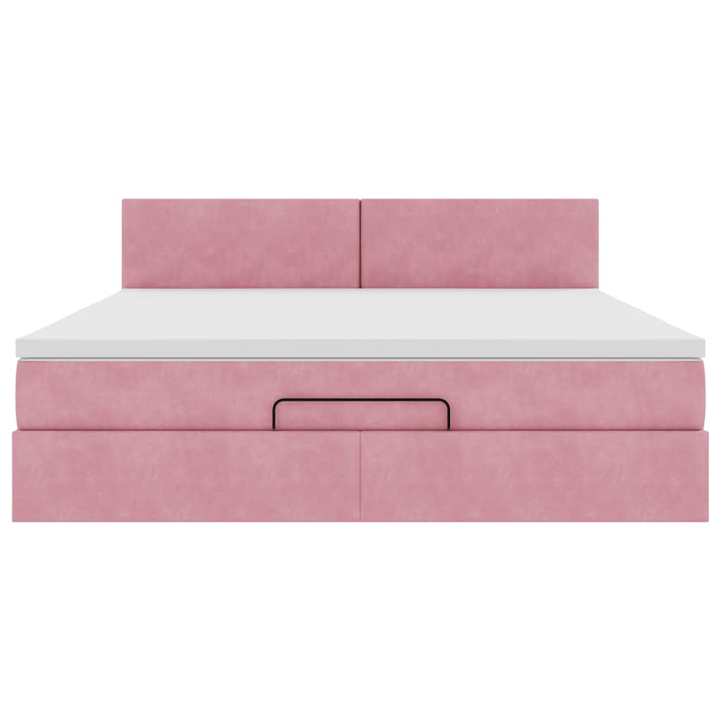 Οθωμανικό κρεβάτι με στρώμα ροζ 180x200cm Velvet - Pakobazaar