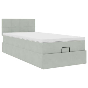 Οθωμανικό κρεβάτι με στρώμα ανοιχτό γκρι 90x190cm Velvet - Pakobazaar