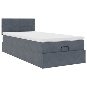 Οθωμανικό κρεβάτι με στρώμα σκούρο γκρι 90x190cm Velvet