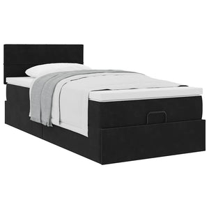 Οθωμανικό κρεβάτι με στρώμα Μαύρο 100x200cm Velvet - Pakobazaar