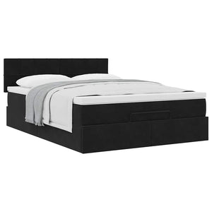Οθωμανικό κρεβάτι με στρώμα Μαύρο 140x190cm Βελούδο - Pakobazaar