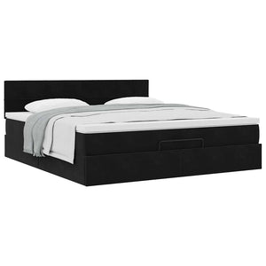 Οθωμανικό κρεβάτι με στρώμα Μαύρο 160x200cm Velvet - Pakobazaar