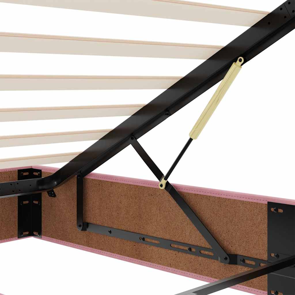 Οθωμανικό κρεβάτι με στρώμα ροζ 160x200cm Βελούδο - Pakobazaar