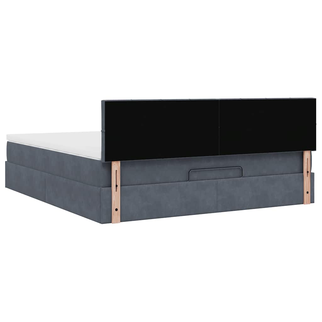 Οθωμανικό κρεβάτι με στρώμα σκούρο γκρι 180x200cm Velvet - Pakobazaar