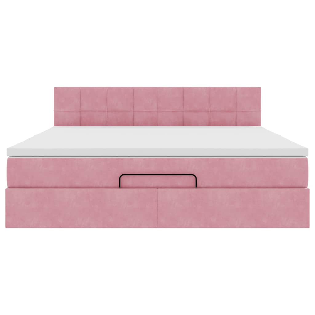 Οθωμανικό κρεβάτι με στρώμα ροζ 180x200cm Velvet - Pakobazaar