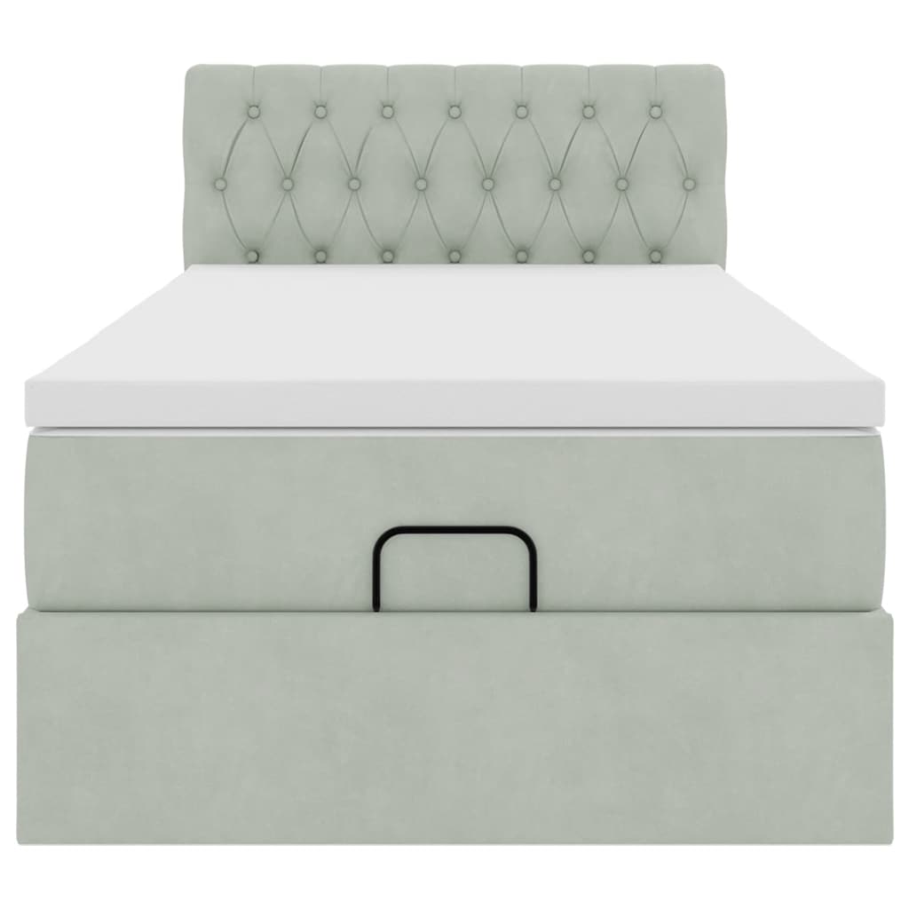 Οθωμανικό κρεβάτι με στρώμα ανοιχτό γκρι 80x200 cm Velvet - Pakobazaar