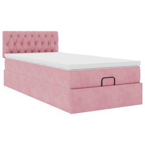Οθωμανικό κρεβάτι με στρώμα ροζ 80x200cm Velvet - Pakobazaar