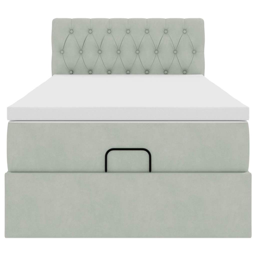 Οθωμανικό κρεβάτι με στρώμα ανοιχτό γκρι 90x190cm Velvet - Pakobazaar