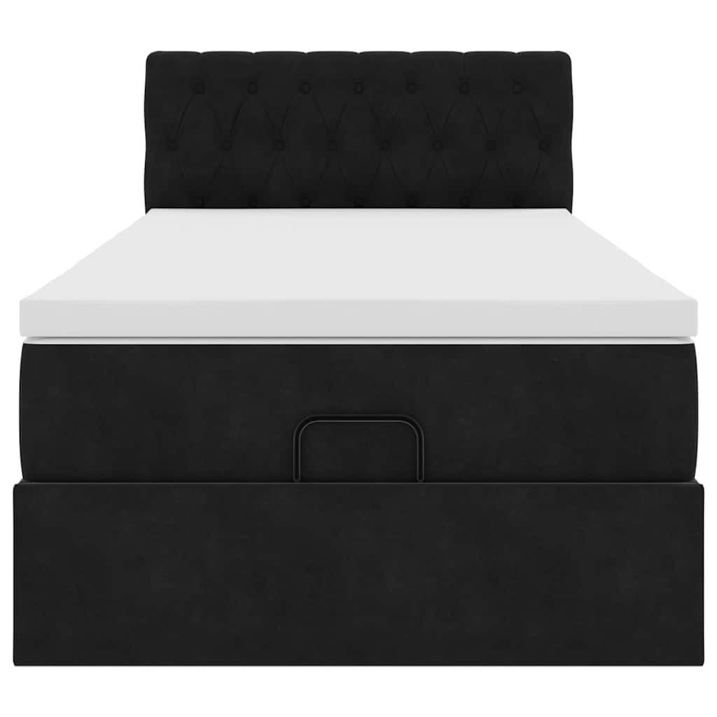 Οθωμανικό κρεβάτι με στρώμα Μαύρο 90x190cm Velvet - Pakobazaar