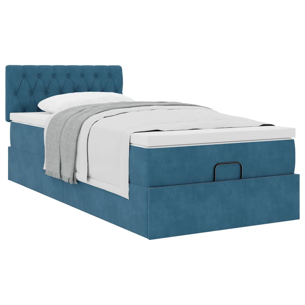 Οθωμανικό κρεβάτι με στρώμα σκούρο μπλε 90x200cm Velvet