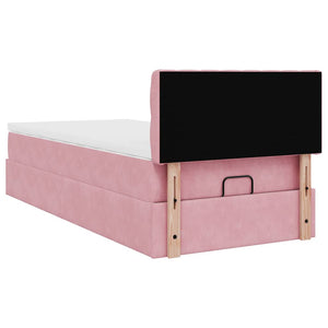 Οθωμανικό κρεβάτι με στρώμα ροζ 90x200cm Velvet - Pakobazaar