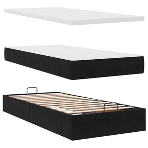 Οθωμανικό κρεβάτι με στρώμα Μαύρο 100x200cm Velvet