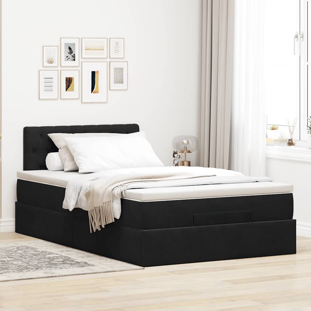 Οθωμανικό κρεβάτι με στρώμα Μαύρο 120x190 cm Velvet