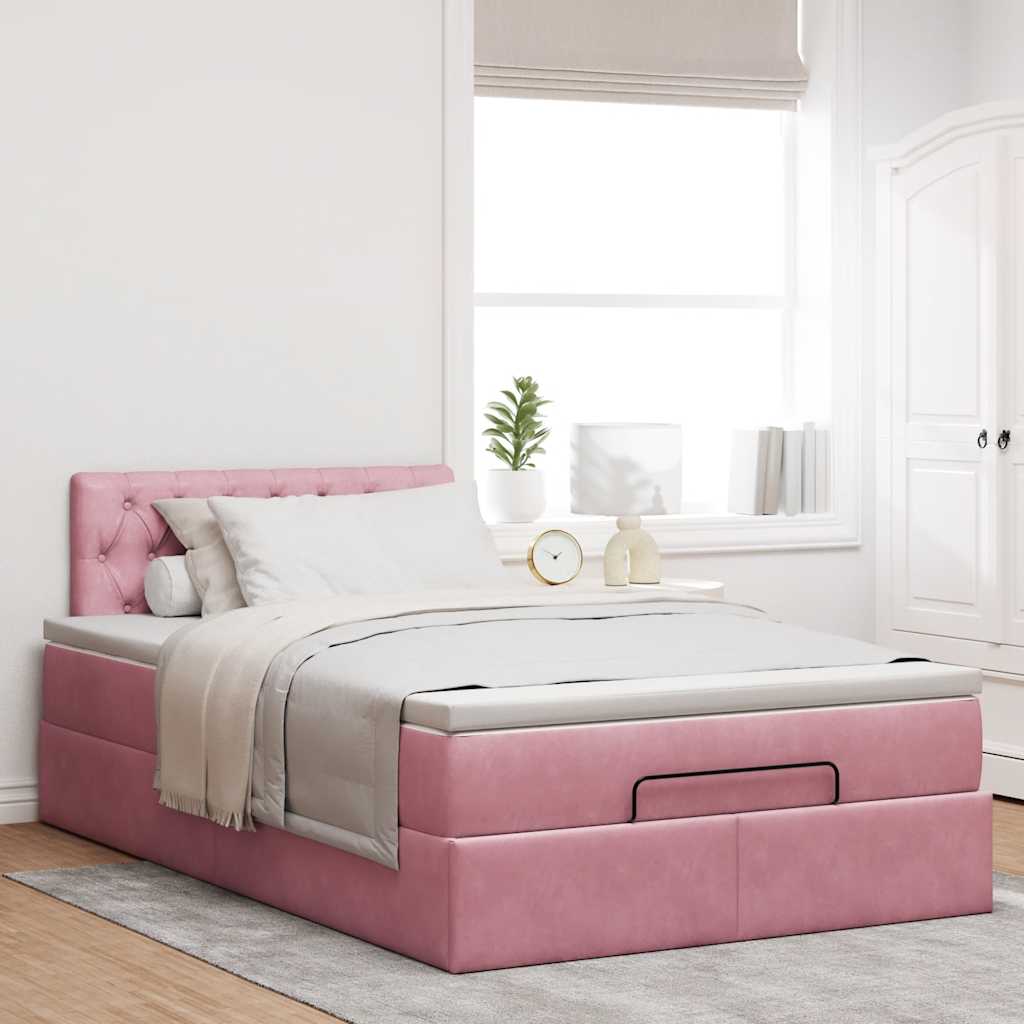 Οθωμανικό κρεβάτι με στρώμα ροζ 120x190 cm Velvet - Pakobazaar