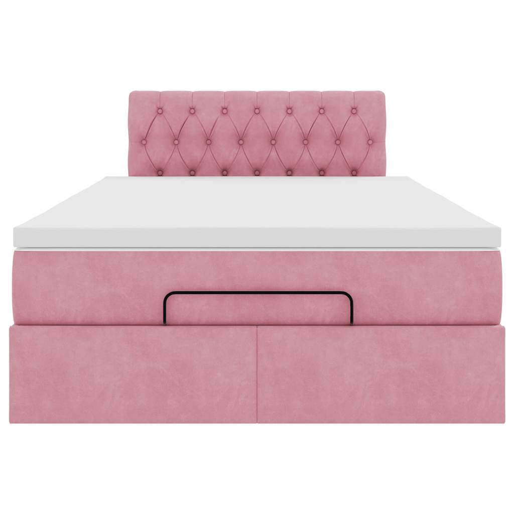 Οθωμανικό κρεβάτι με στρώμα ροζ 120x190 cm Velvet - Pakobazaar