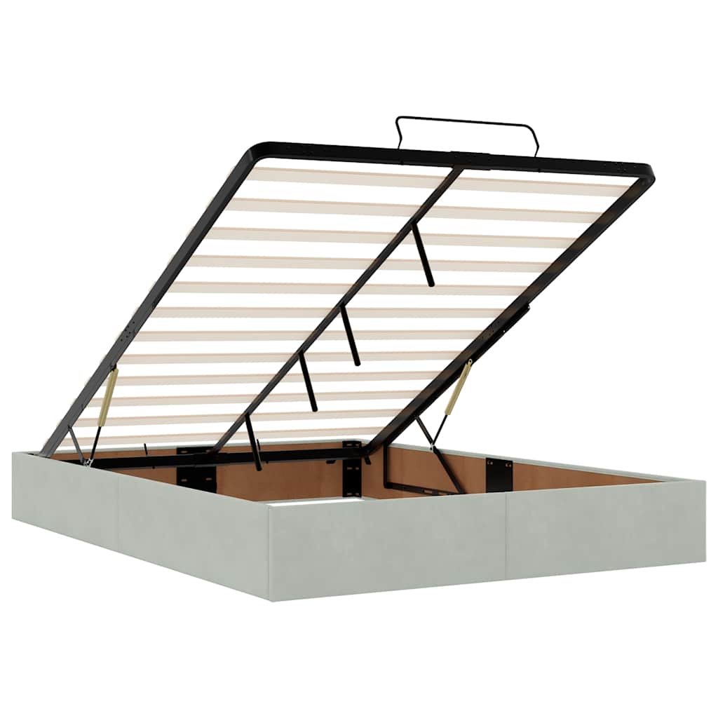 Οθωμανικό κρεβάτι με στρώμα ανοιχτό γκρι 140x190 cm Βελούδο - Pakobazaar