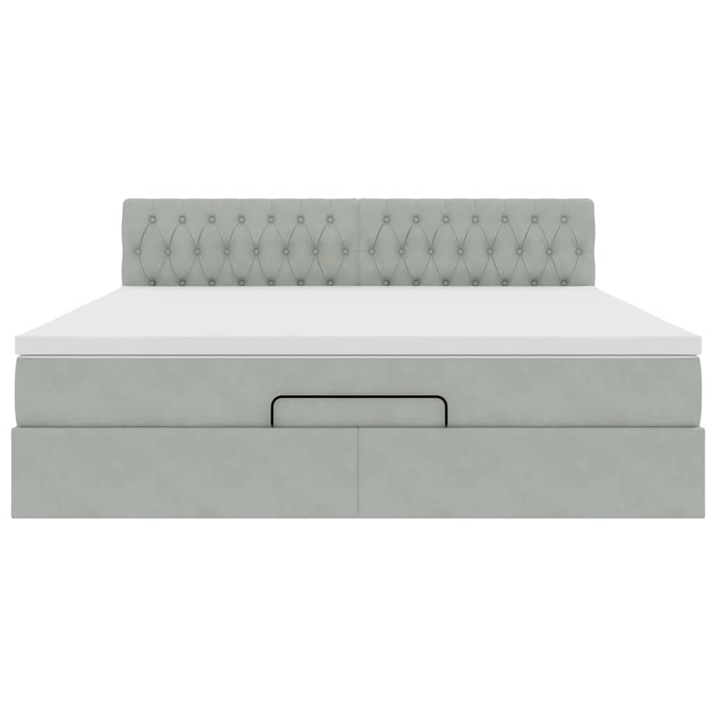 Οθωμανικό κρεβάτι με στρώμα ανοιχτό γκρι 160x200cm Velvet - Pakobazaar