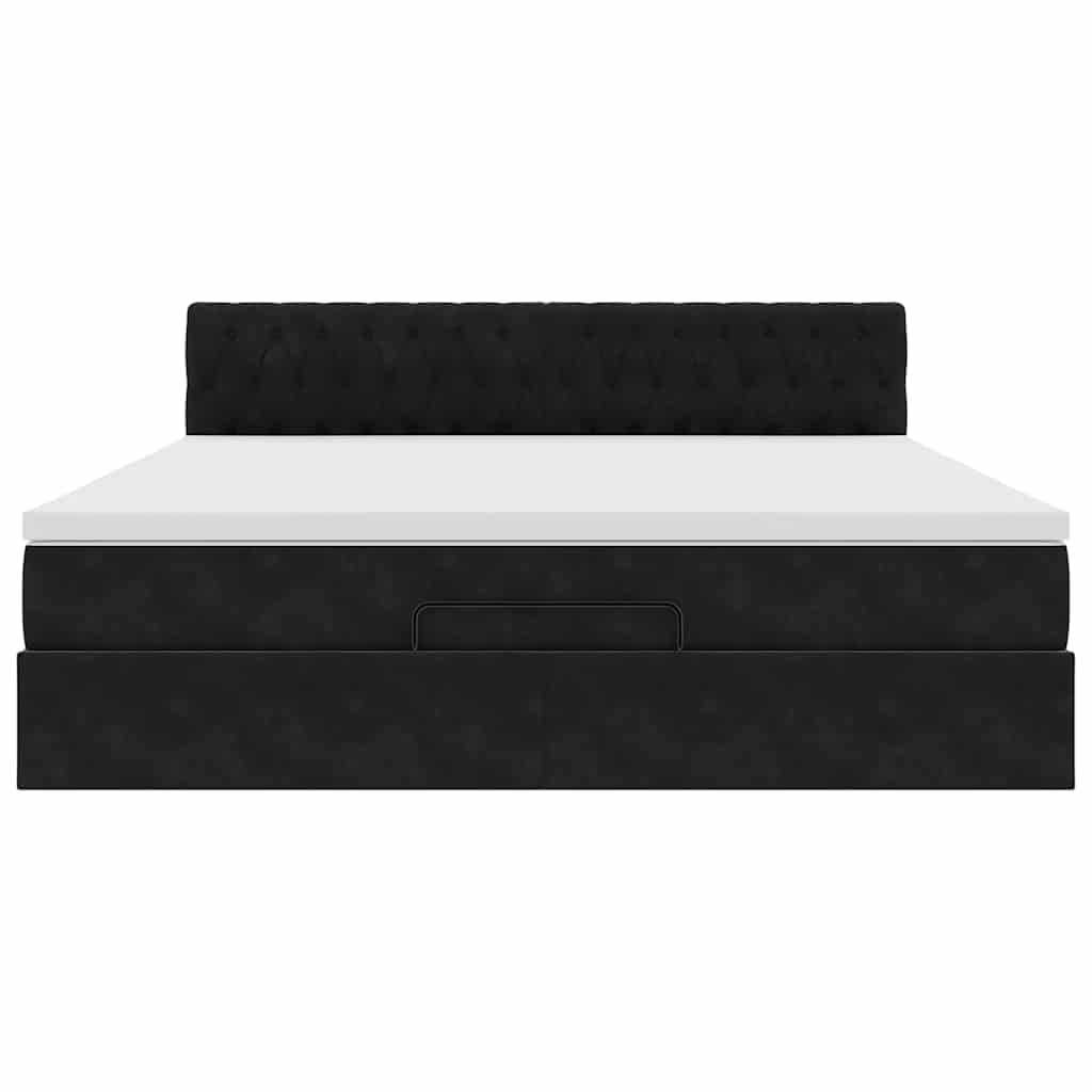 Οθωμανικό κρεβάτι με στρώμα Μαύρο 160x200cm Velvet - Pakobazaar