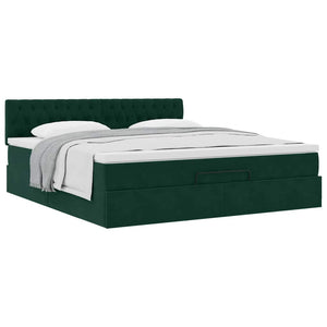 Οθωμανικό κρεβάτι με στρώμα σκούρο πράσινο 160x200cm Velvet - Pakobazaar