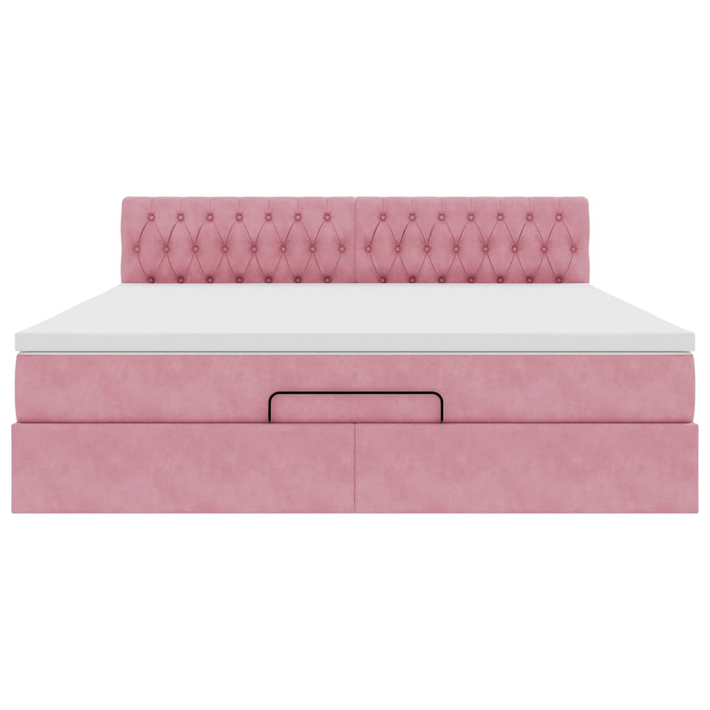 Οθωμανικό κρεβάτι με στρώμα ροζ 180x200cm Velvet - Pakobazaar