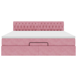 Οθωμανικό κρεβάτι με στρώμα ροζ 180x200cm Velvet - Pakobazaar