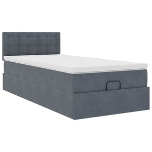Οθωμανικό κρεβάτι με στρώμα σκούρο γκρι 90x190cm Velvet