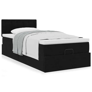 Οθωμανικό κρεβάτι με στρώμα Μαύρο 90x190cm Velvet - Pakobazaar