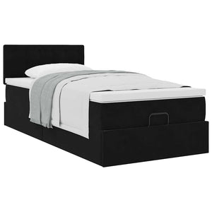 Οθωμανικό κρεβάτι με στρώμα Μαύρο 90x190cm Velvet - Pakobazaar