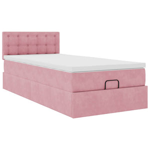 Οθωμανικό κρεβάτι με στρώμα ροζ 90x200cm Velvet - Pakobazaar