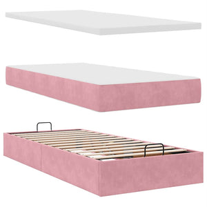 Οθωμανικό κρεβάτι με στρώμα ροζ 90x200cm Velvet - Pakobazaar