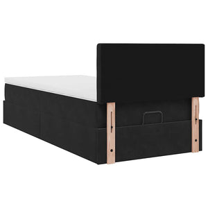 Οθωμανικό κρεβάτι με στρώμα Μαύρο 100x200cm Velvet