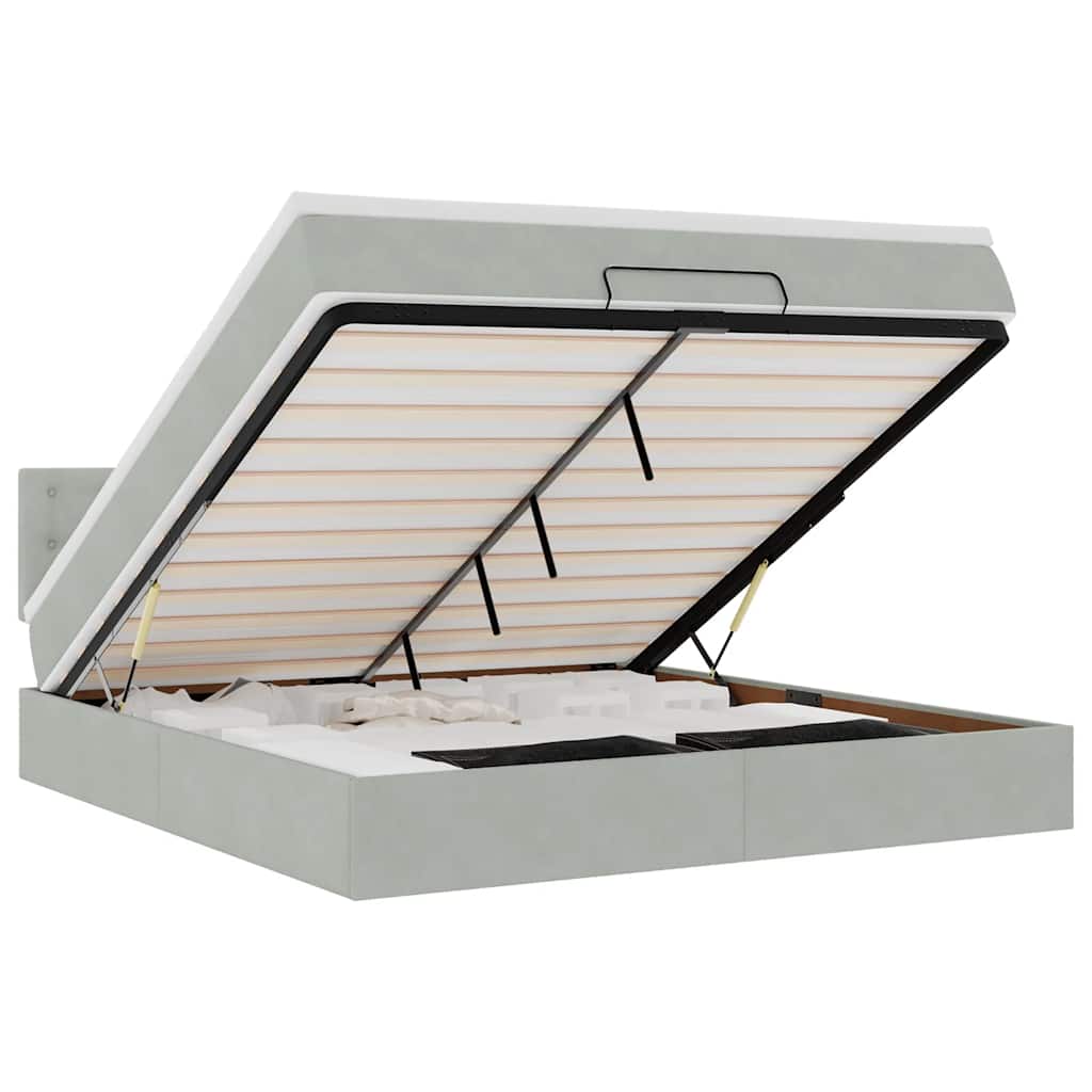 Οθωμανικό κρεβάτι με στρώμα ανοιχτό γκρι 160x200cm Velvet - Pakobazaar