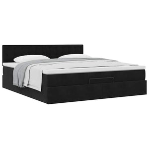 Οθωμανικό κρεβάτι με στρώμα Μαύρο 160x200cm Velvet - Pakobazaar