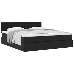 Οθωμανικό κρεβάτι με στρώματα Μαύρο 160x200cm Συνθετικό δέρμα - Pakobazaar