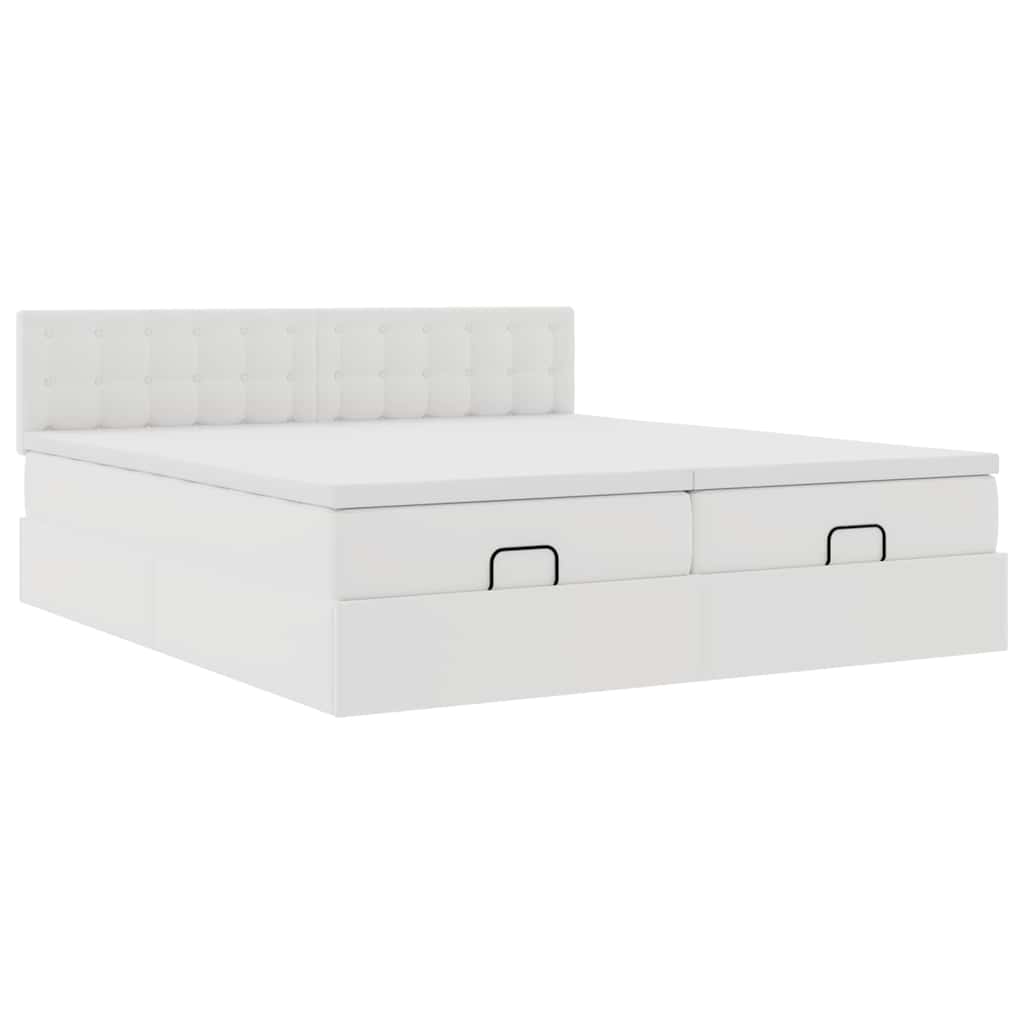 Οθωμανικό κρεβάτι με στρώματα Λευκό 160x200cm Faux Leather - Pakobazaar