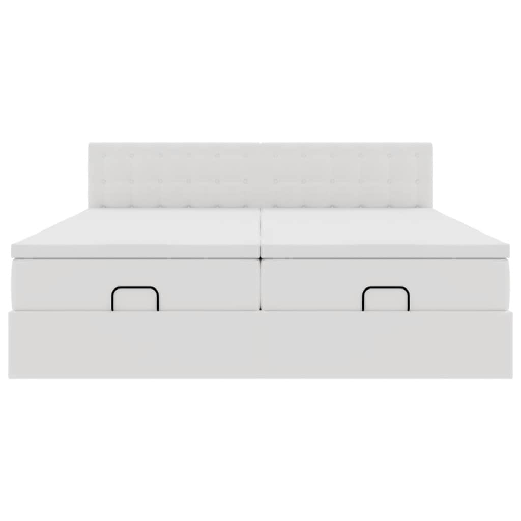 Οθωμανικό κρεβάτι με στρώματα Λευκό 160x200cm Faux Leather - Pakobazaar