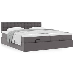 Οθωμανικό κρεβάτι με στρώματα Γκρι 160x200cm Faux Leather - Pakobazaar