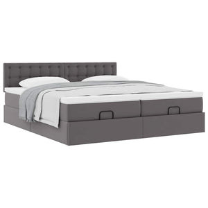Οθωμανικό κρεβάτι με στρώματα Γκρι 160x200cm Faux Leather - Pakobazaar