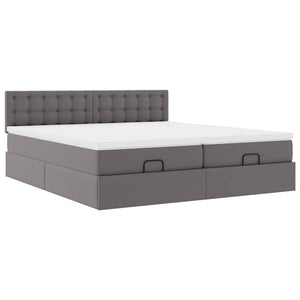 Οθωμανικό κρεβάτι με στρώματα Γκρι 160x200cm Faux Leather - Pakobazaar
