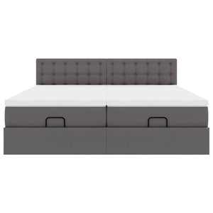 Οθωμανικό κρεβάτι με στρώματα Γκρι 160x200cm Faux Leather - Pakobazaar