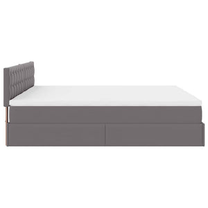 Οθωμανικό κρεβάτι με στρώματα Γκρι 160x200cm Faux Leather - Pakobazaar