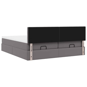Οθωμανικό κρεβάτι με στρώματα Γκρι 160x200cm Faux Leather - Pakobazaar