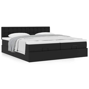 Οθωμανικό κρεβάτι με στρώματα Μαύρο 180x200cm Faux Leather