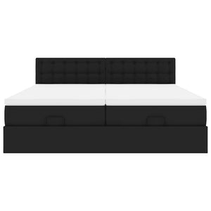 Οθωμανικό κρεβάτι με στρώματα Μαύρο 180x200cm Faux Leather