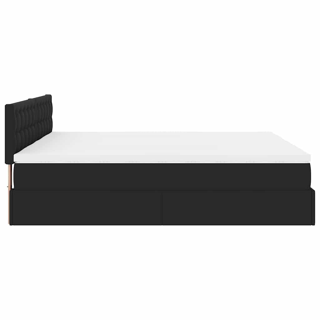 Οθωμανικό κρεβάτι με στρώματα Μαύρο 180x200cm Faux Leather